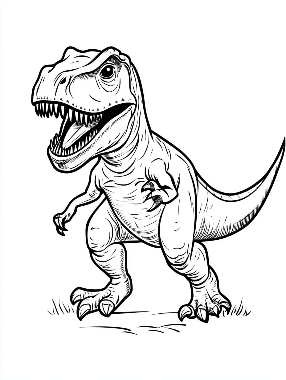 Easy T Rex Dinosaur Strong Coloring Pages