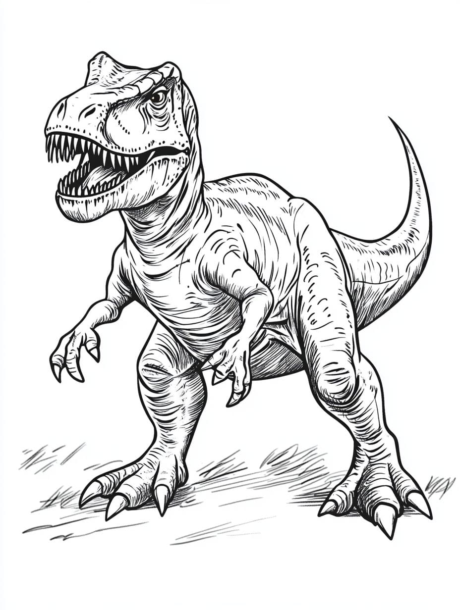 Easy T Rex Hunting Coloring Pages