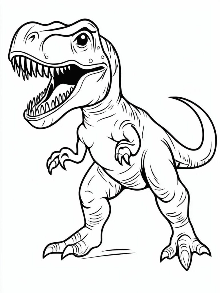 20 T Rex dinosaur coloring pages - Easy T Rex Walking Dinosaur Coloring Pages 771x1024 