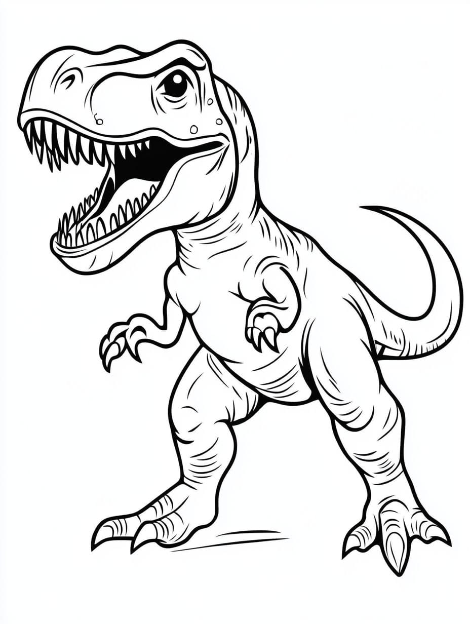 Easy T Rex Walking Dinosaur Coloring Pages