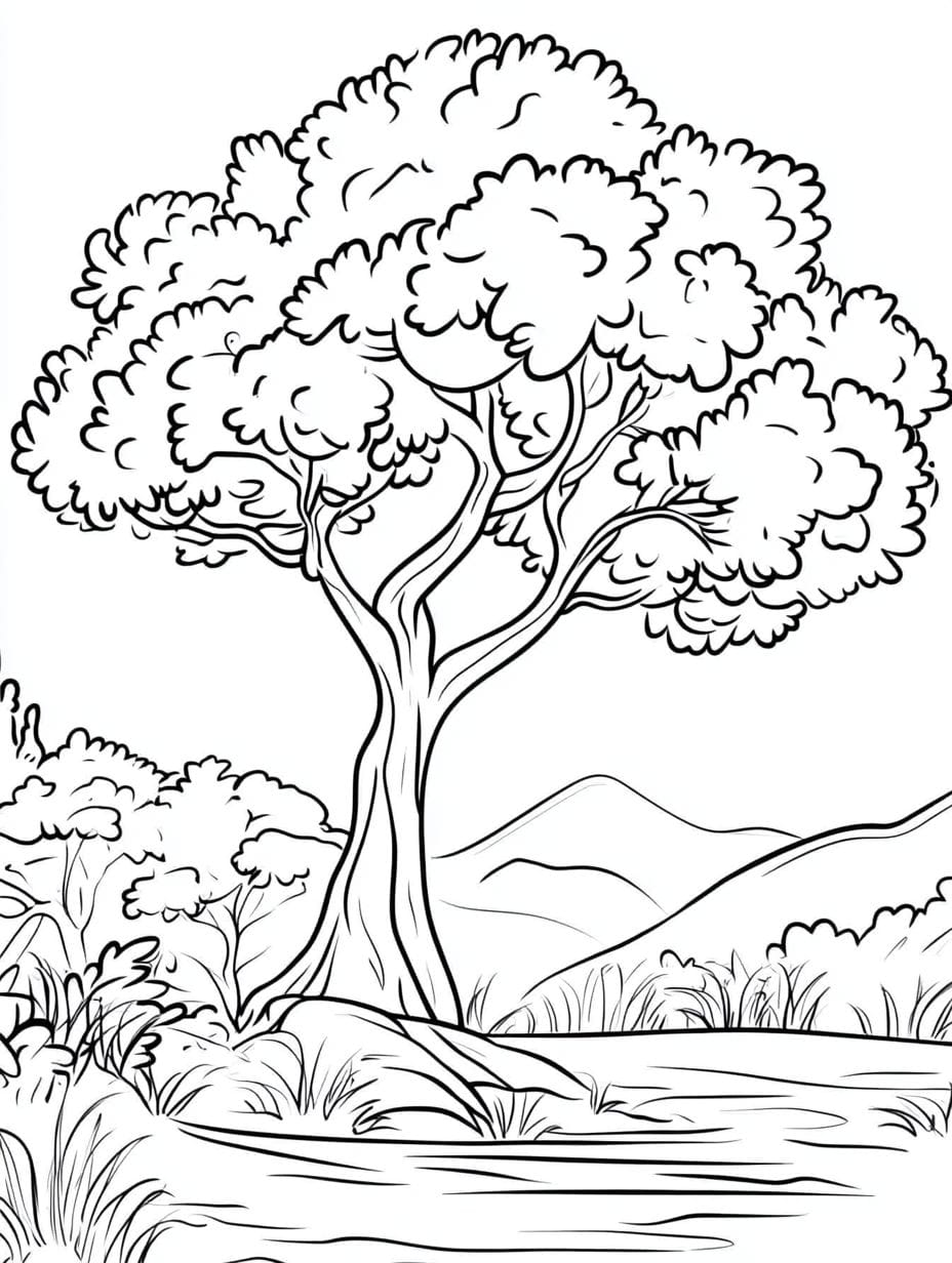 Easy Tree Coloring Pages