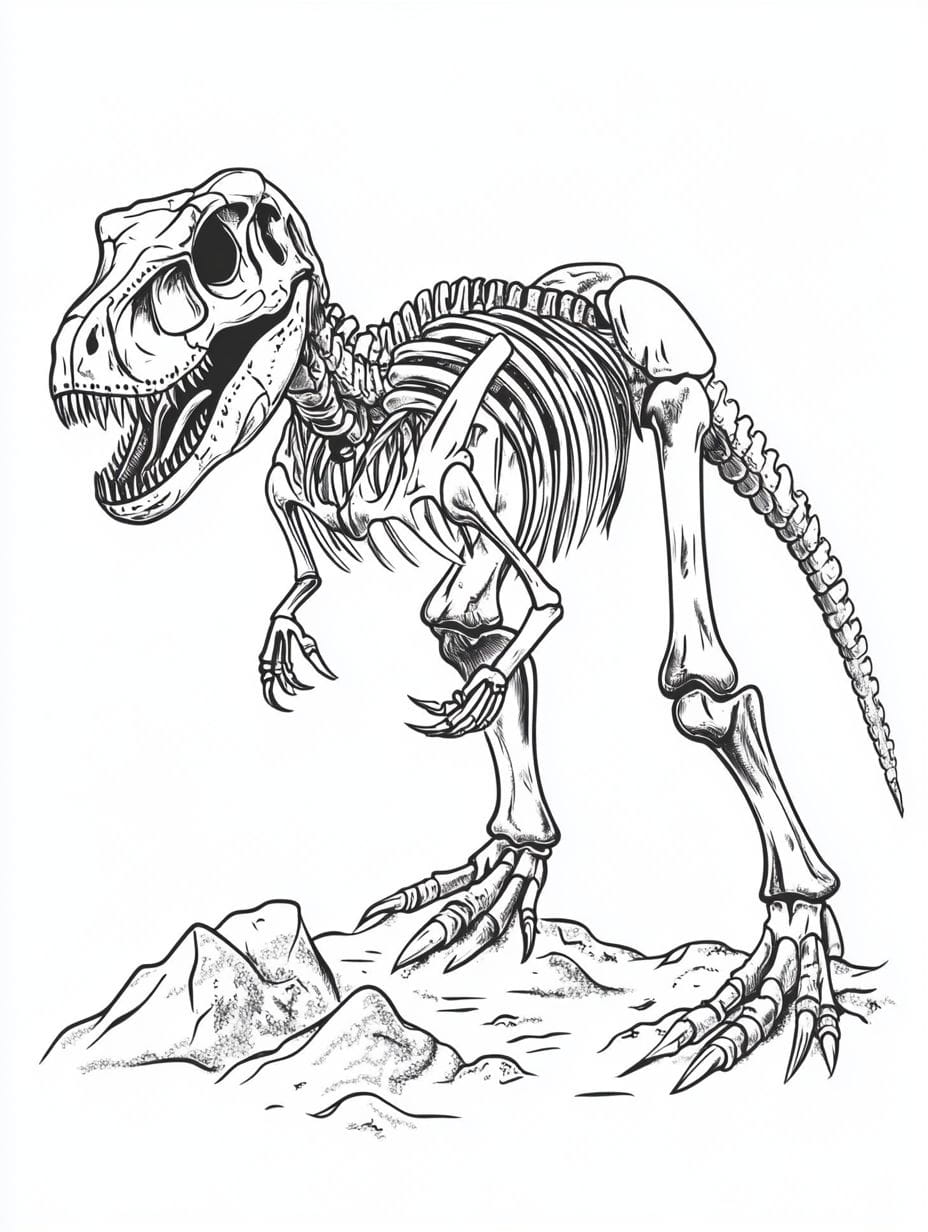 Easy Tyrannosaurus Rex Skeleton Coloring Pages