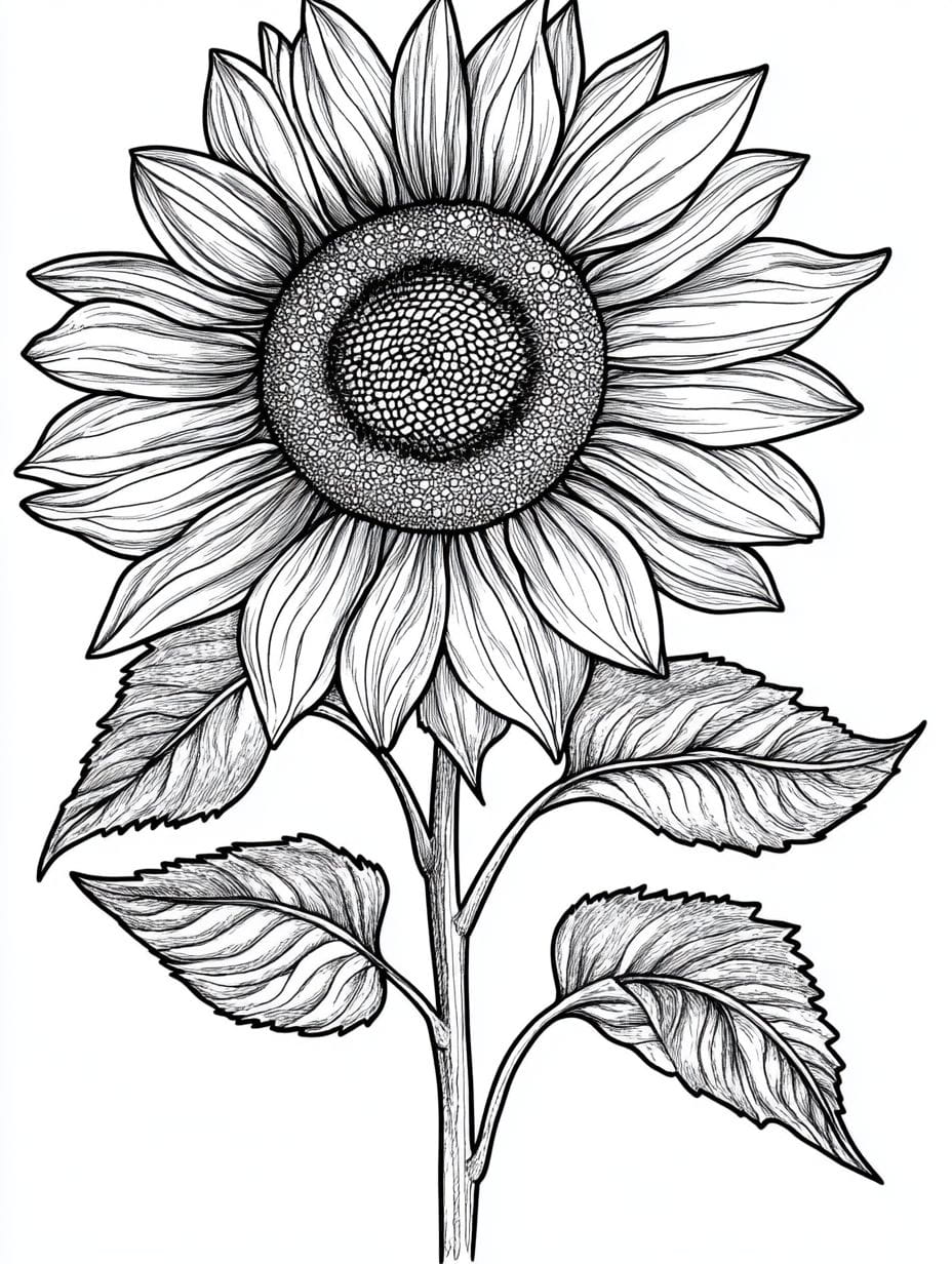 Elegant Sunflower Coloring Pages