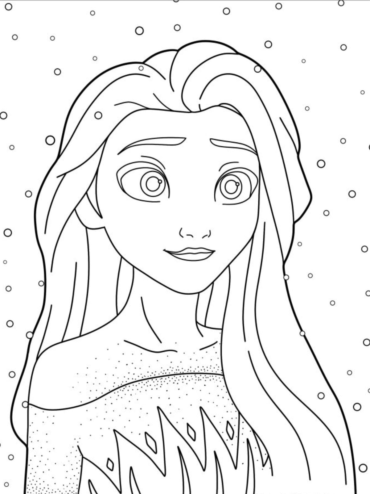 Elsa Smiling While Snowing To Coloring Page