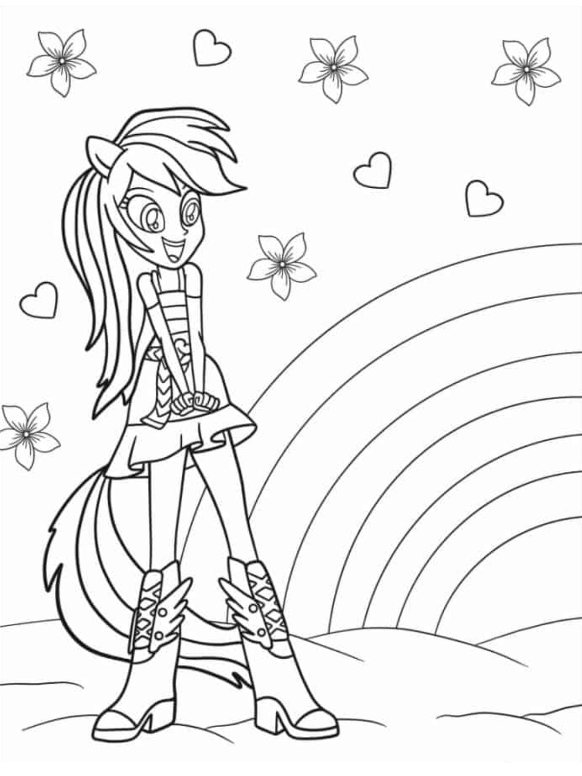 Equestria Girls Rainbow Dash Coloring Page