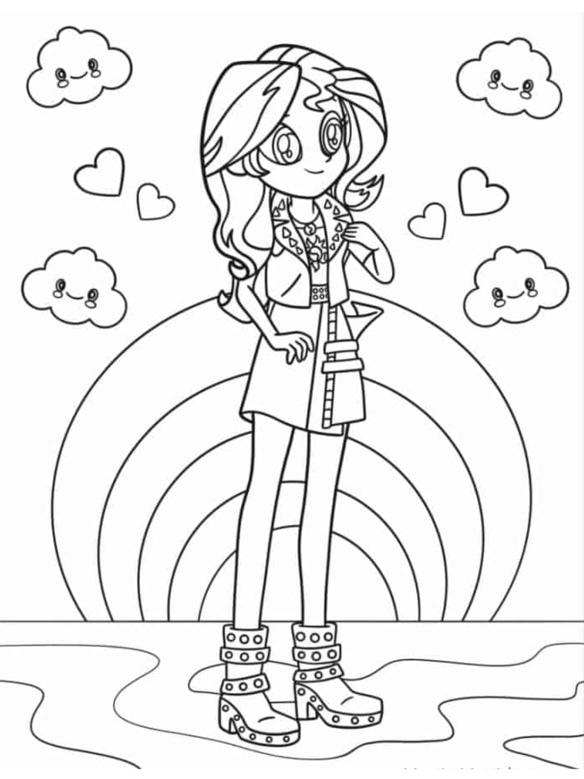 Equestria Girls Sunset Shimmer Coloring Page