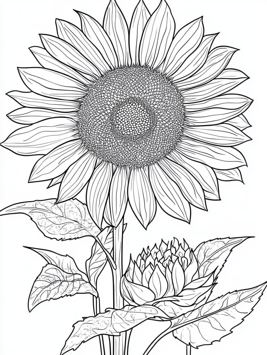 Exquisite Sunflower Coloring Pages