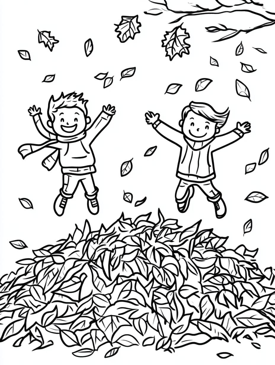 Falling Leaves Fall Coloring Pages For Kids