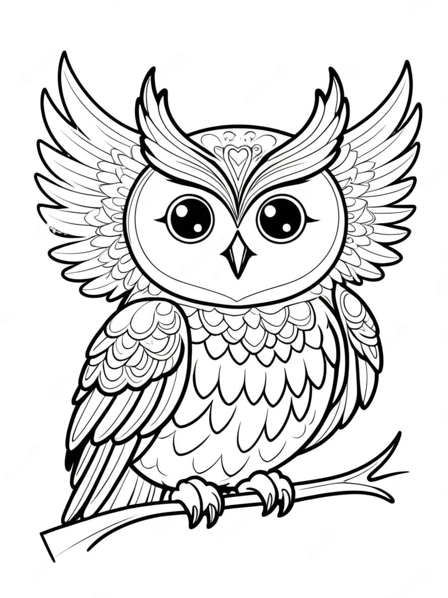 Fantasy Owl With Magical Sparkles And Wings Coloring Pages