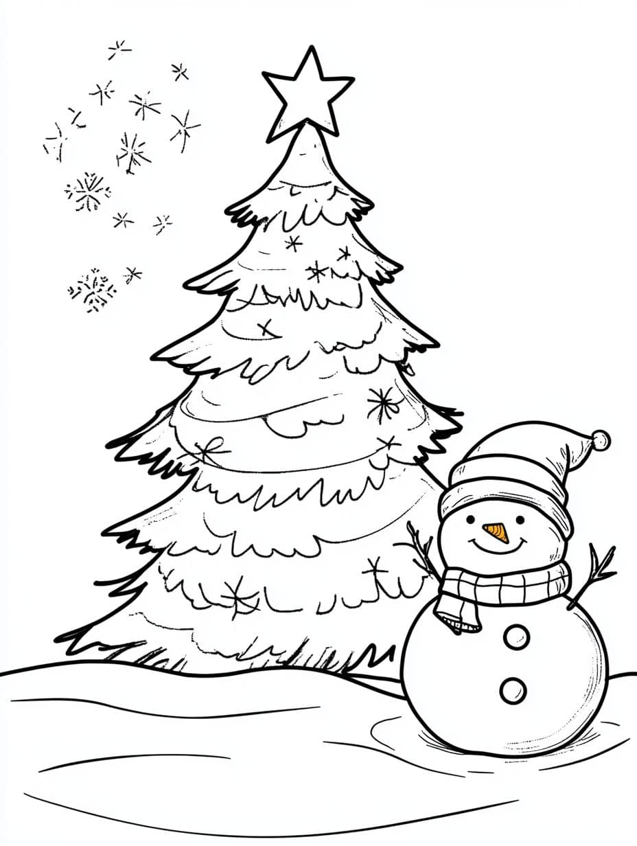 Festive Christmas Scene Coloring Pages For Kids