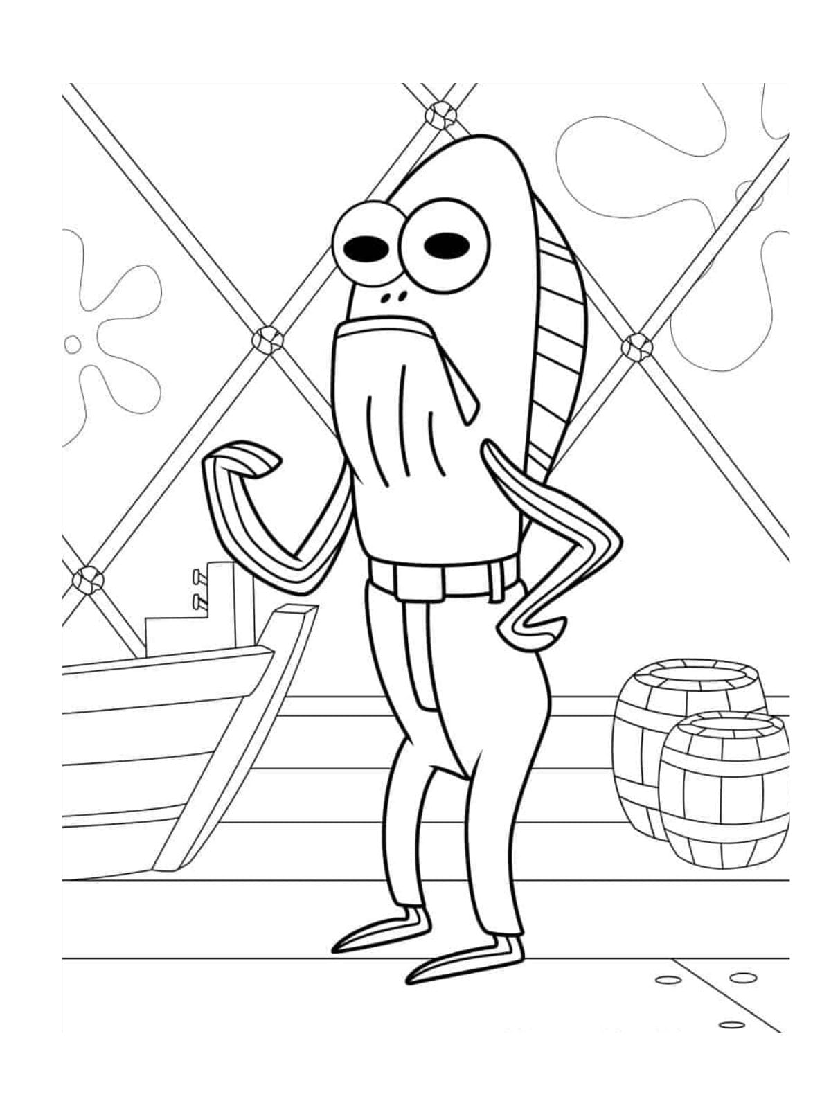 Fish Character From Spongebob Coloring Page For Kids