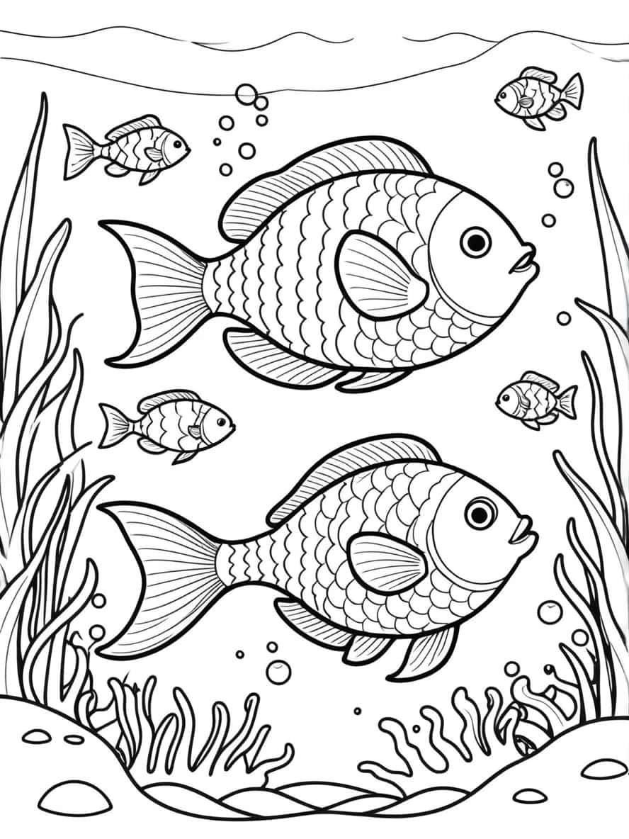 Fish Swimming In Pacific Coloring Pages