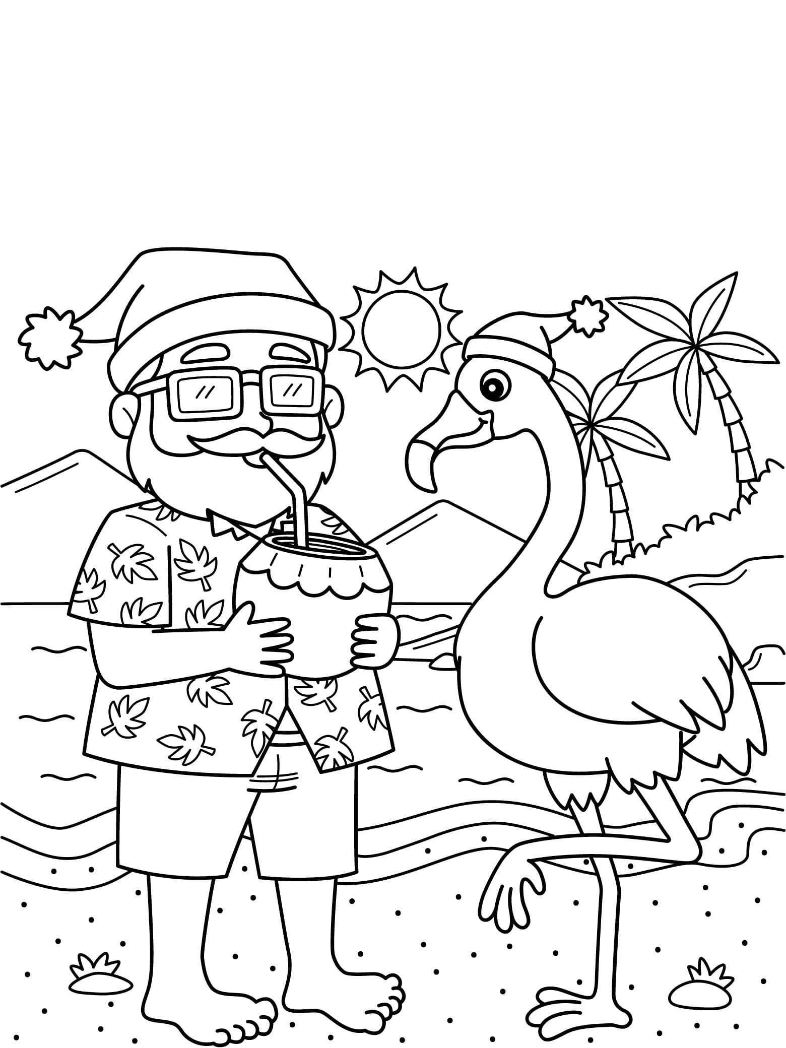 Flamingo Coloring Pages With Beach