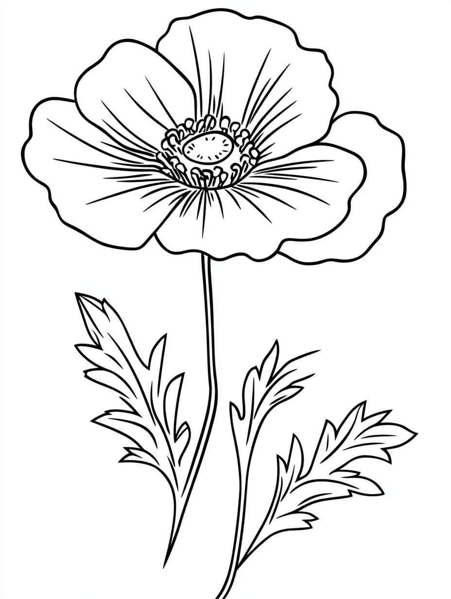 Flower Poppy Coloring Pages