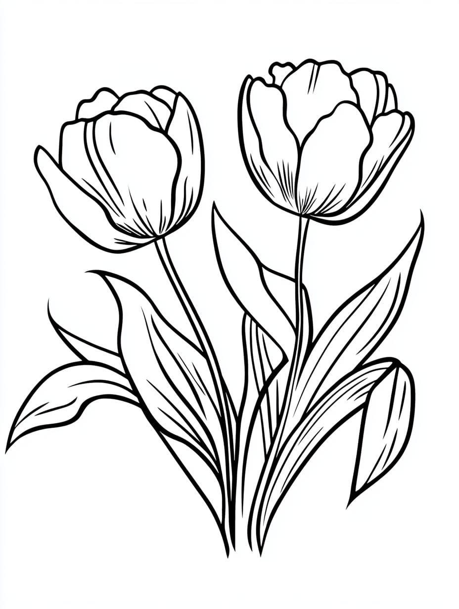 Flower Tulip Coloring Pages