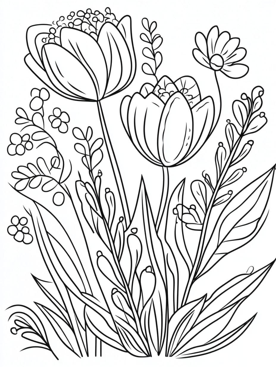 Flower Bouquet Coloring Pages