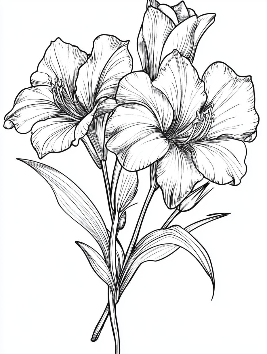 Flower Lily Coloring Pages