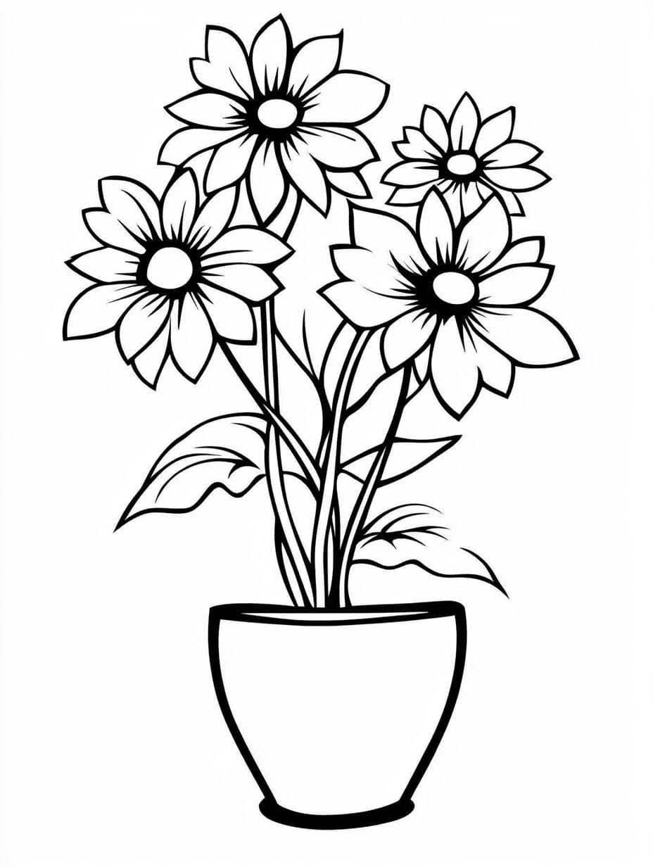 Flower Pot Coloring Pages