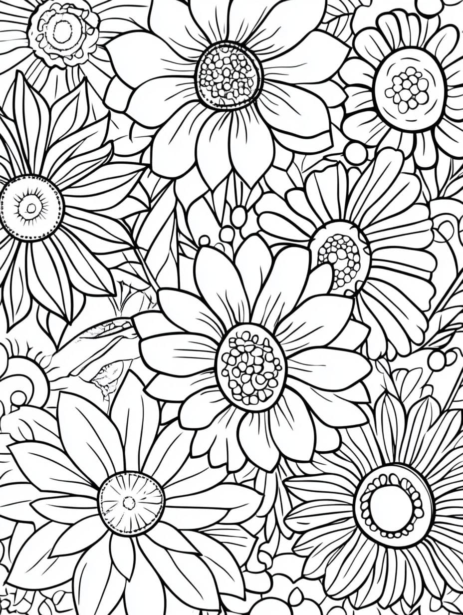 Flower Sunflower Coloring Pages