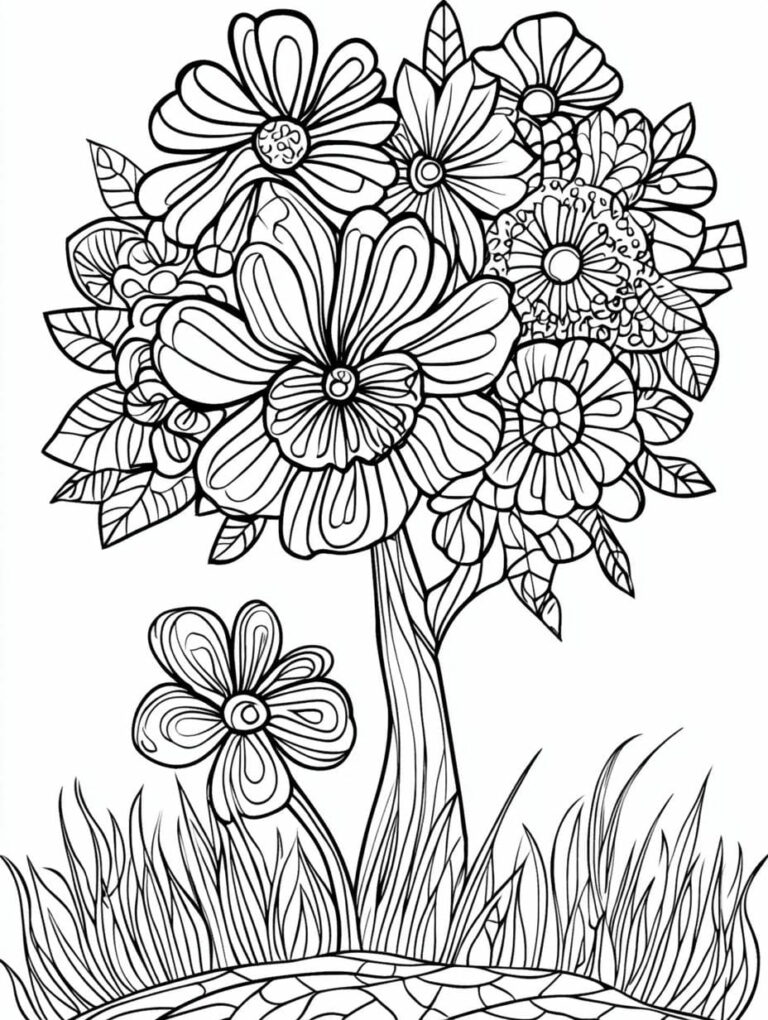 Top 20+ beautiful flower coloring pages 🌸🖌️ - Coloringpagesforkids.net