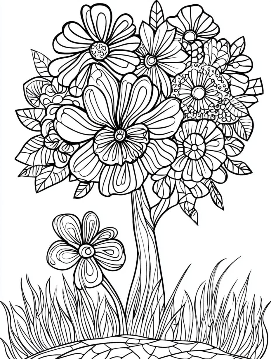 Flower Tree Coloring Pages