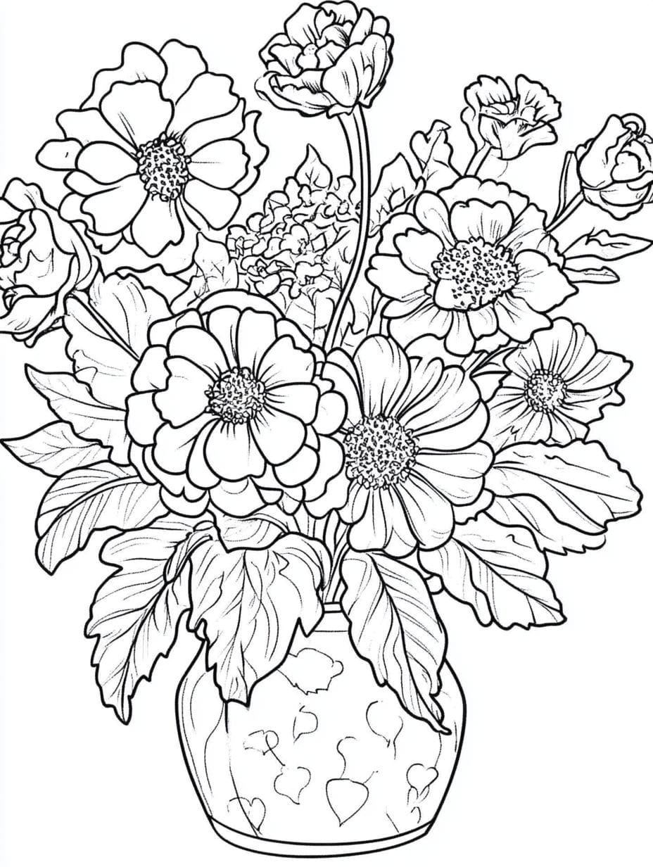 Flower Vase Coloring Pages