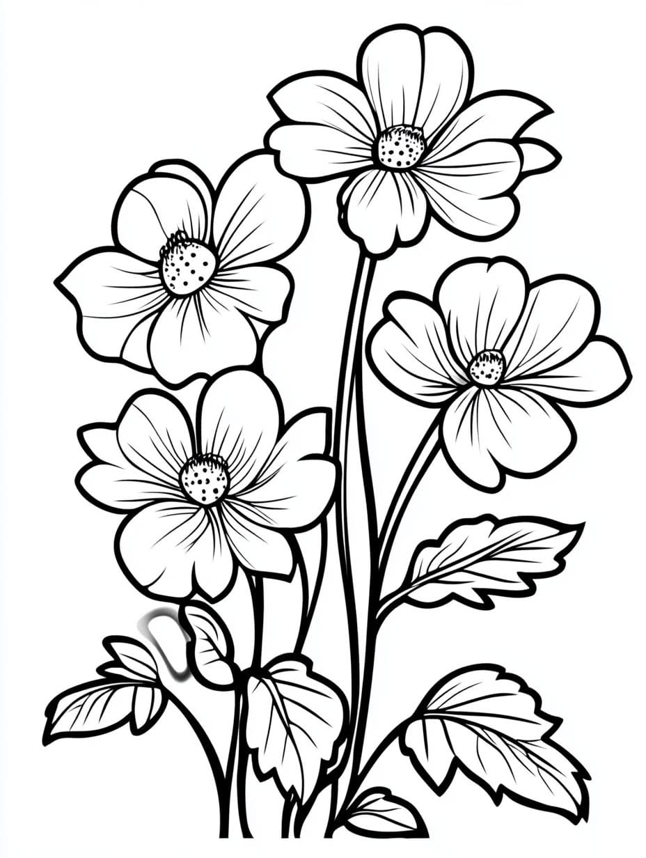 Flowers And Leaves Coloring Pages