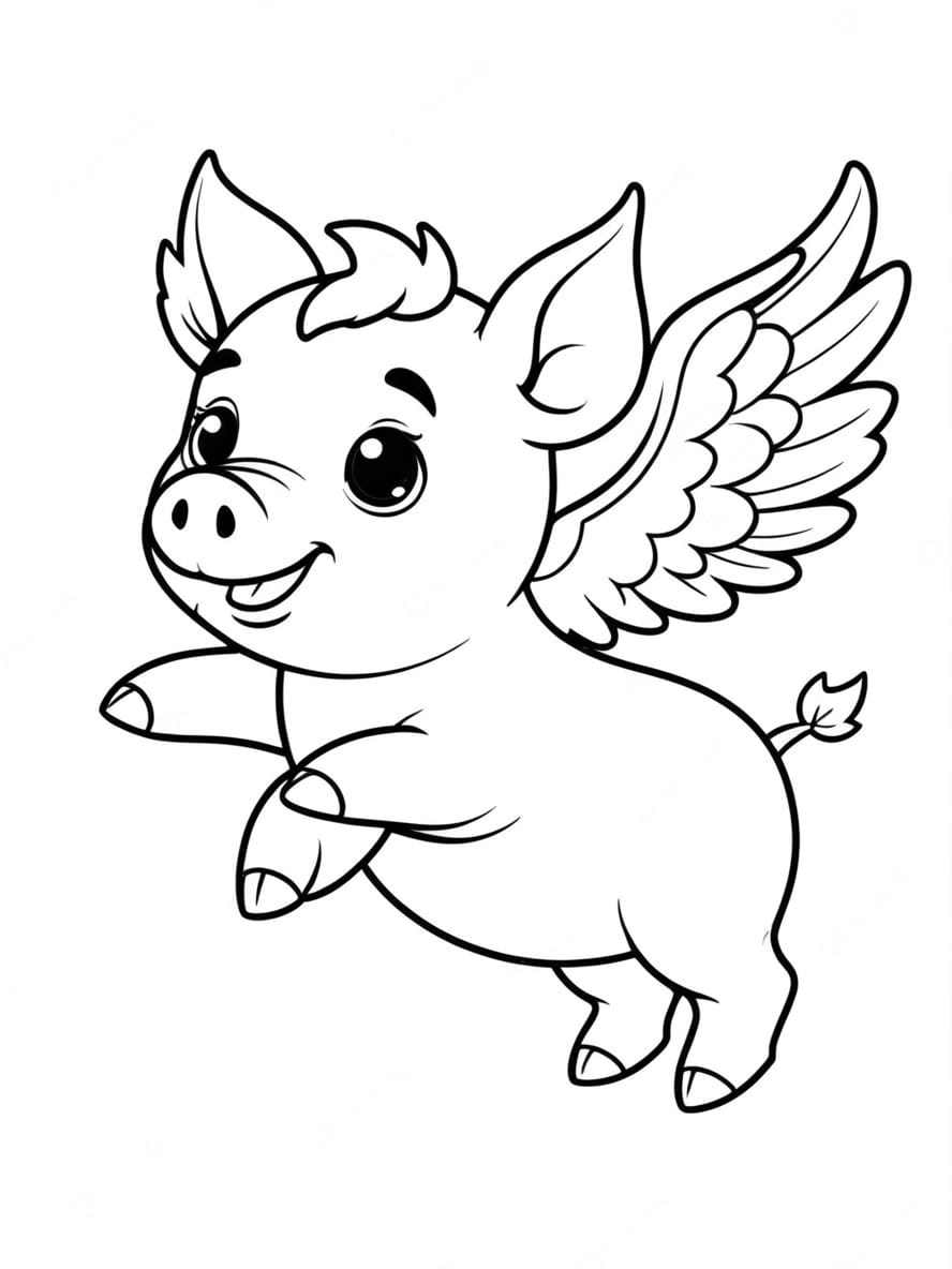 Flying Pig With Wings Coloring Pages