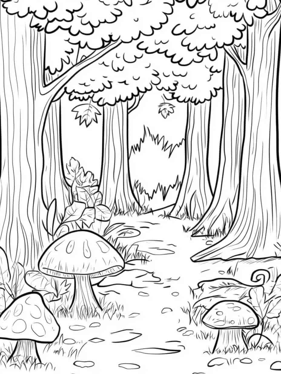 Forest In Autumn Coloring Pages