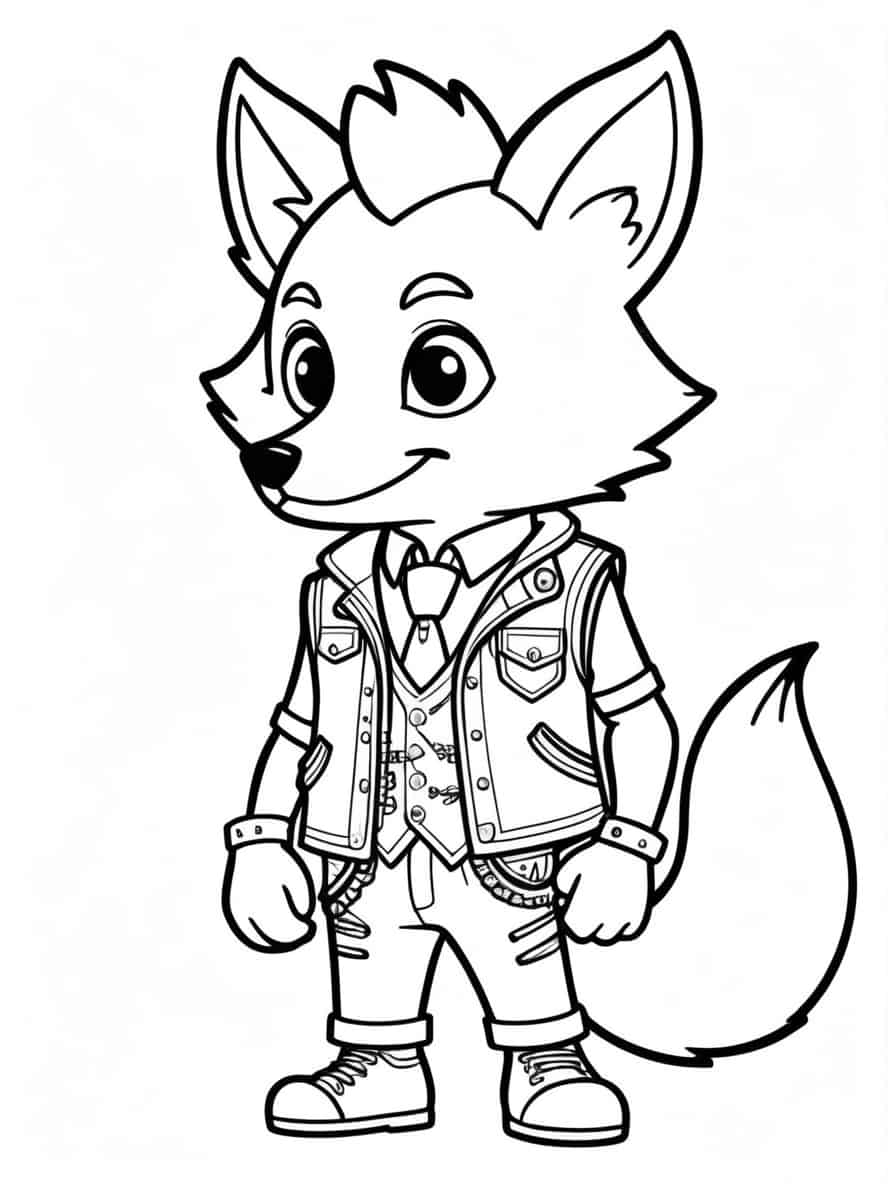 Fox Wearing Vest Coloring Pages