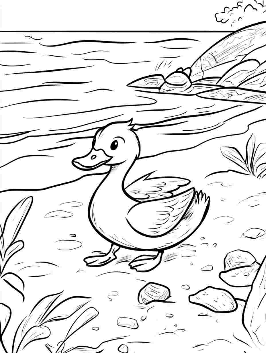 Free Duck At The Beach Coloring Pages