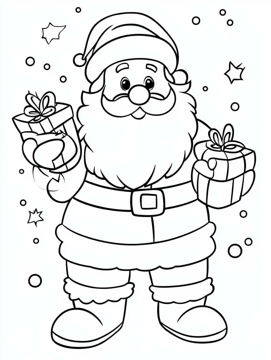 Free Santa With Presents Coloring Pages