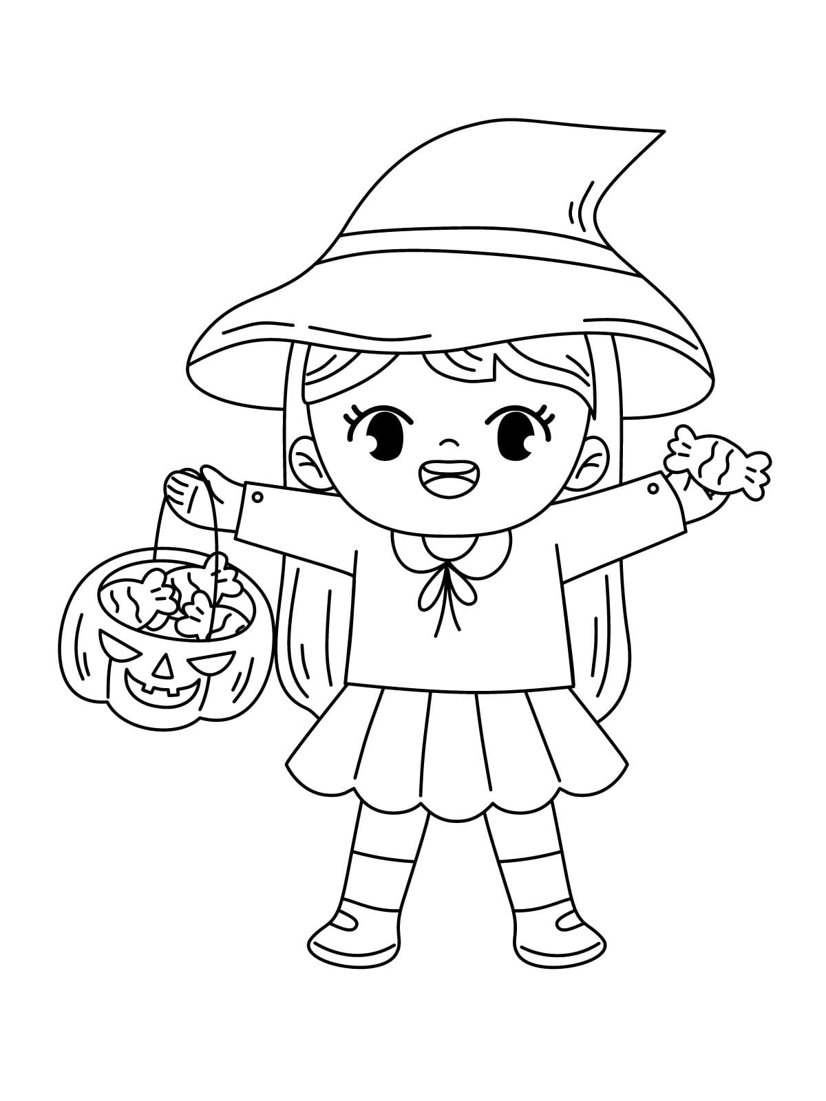 Friendly Witch Halloween Coloring Pages