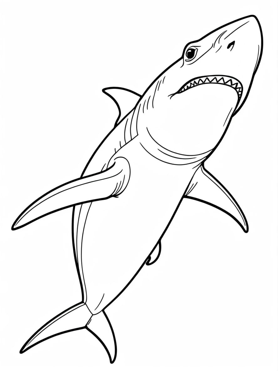 Front View Of Realistic Hammerhead Shark Coloring Pages