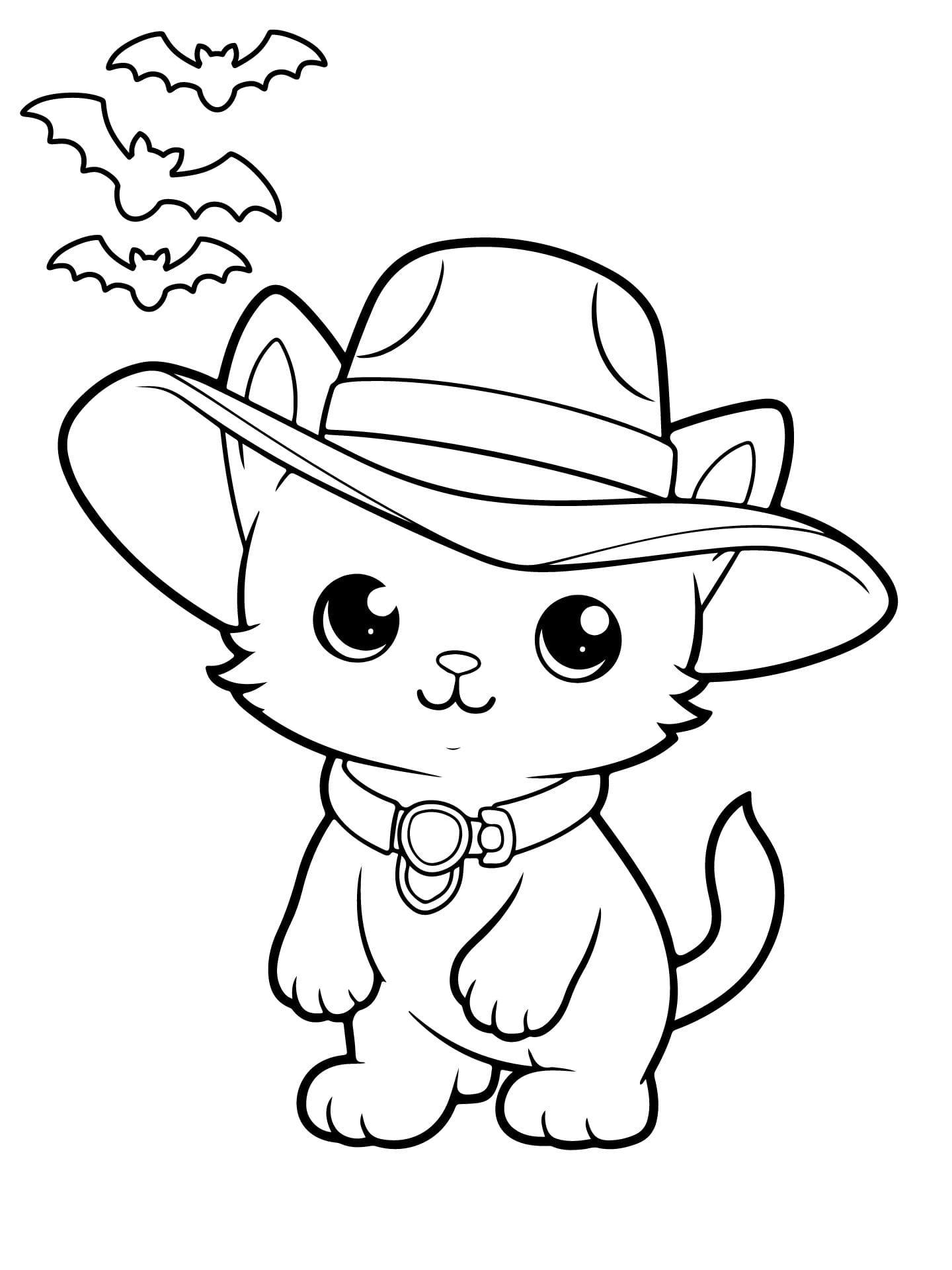 Funny Cat Halloween Coloring Sheets