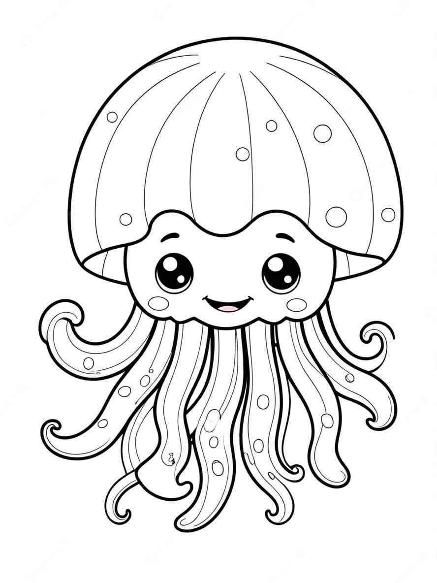 Funny Jellyfish Faces Coloring Pages