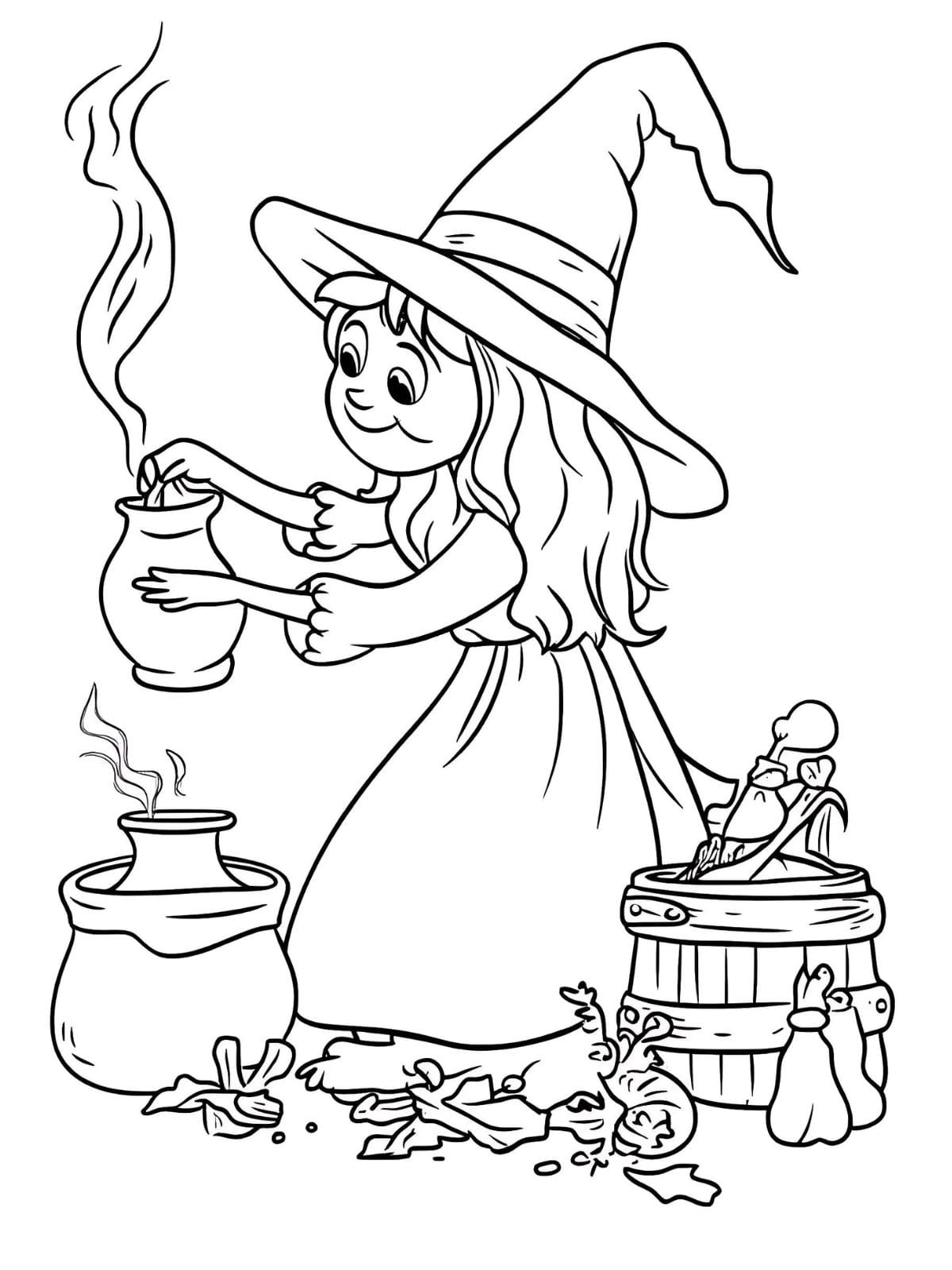 Funny Witch Halloween Coloring Pages