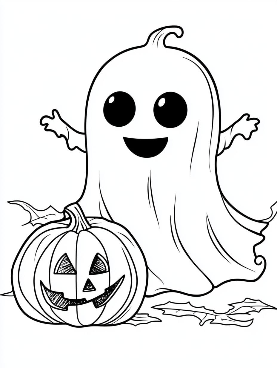 Ghosts And Magic Halloween Coloring Pages