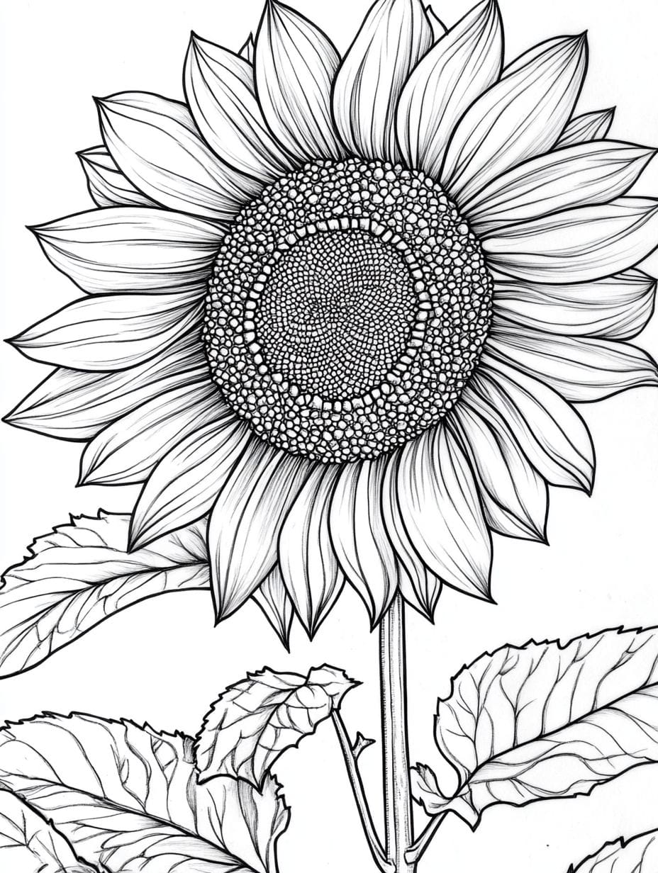 Glossy Sunflower Coloring Pages