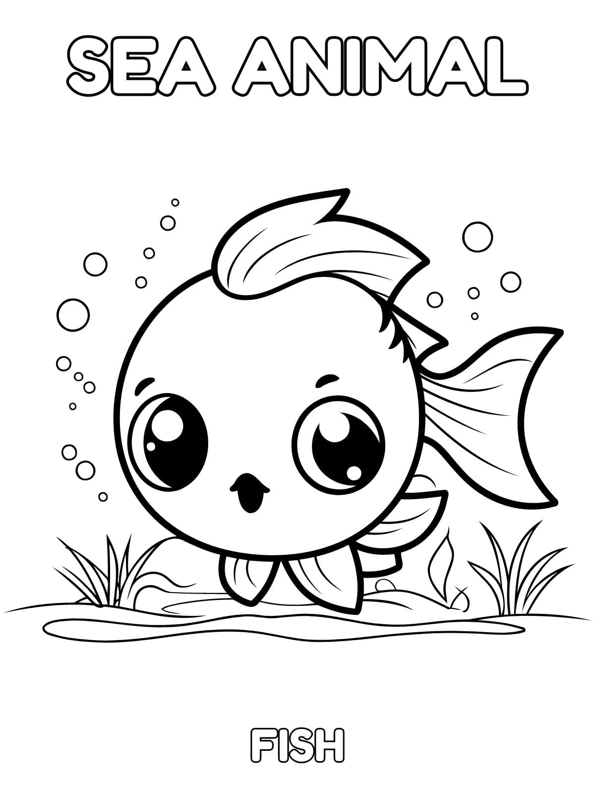 Goldfish Sea Animal Coloring Pages