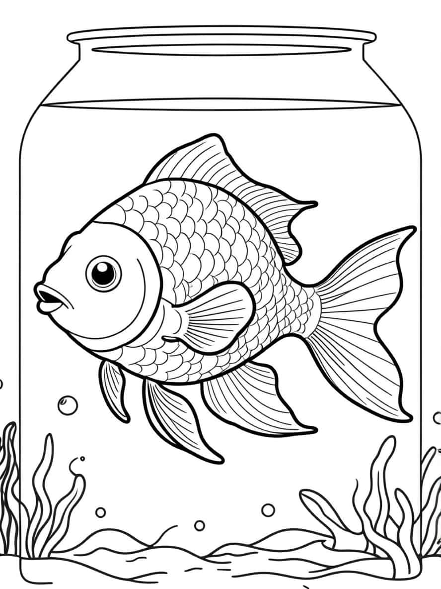 Goldfish Swimming Coloring Pages