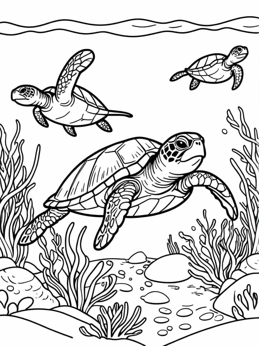 Green Sea Turtles Coloring Pages