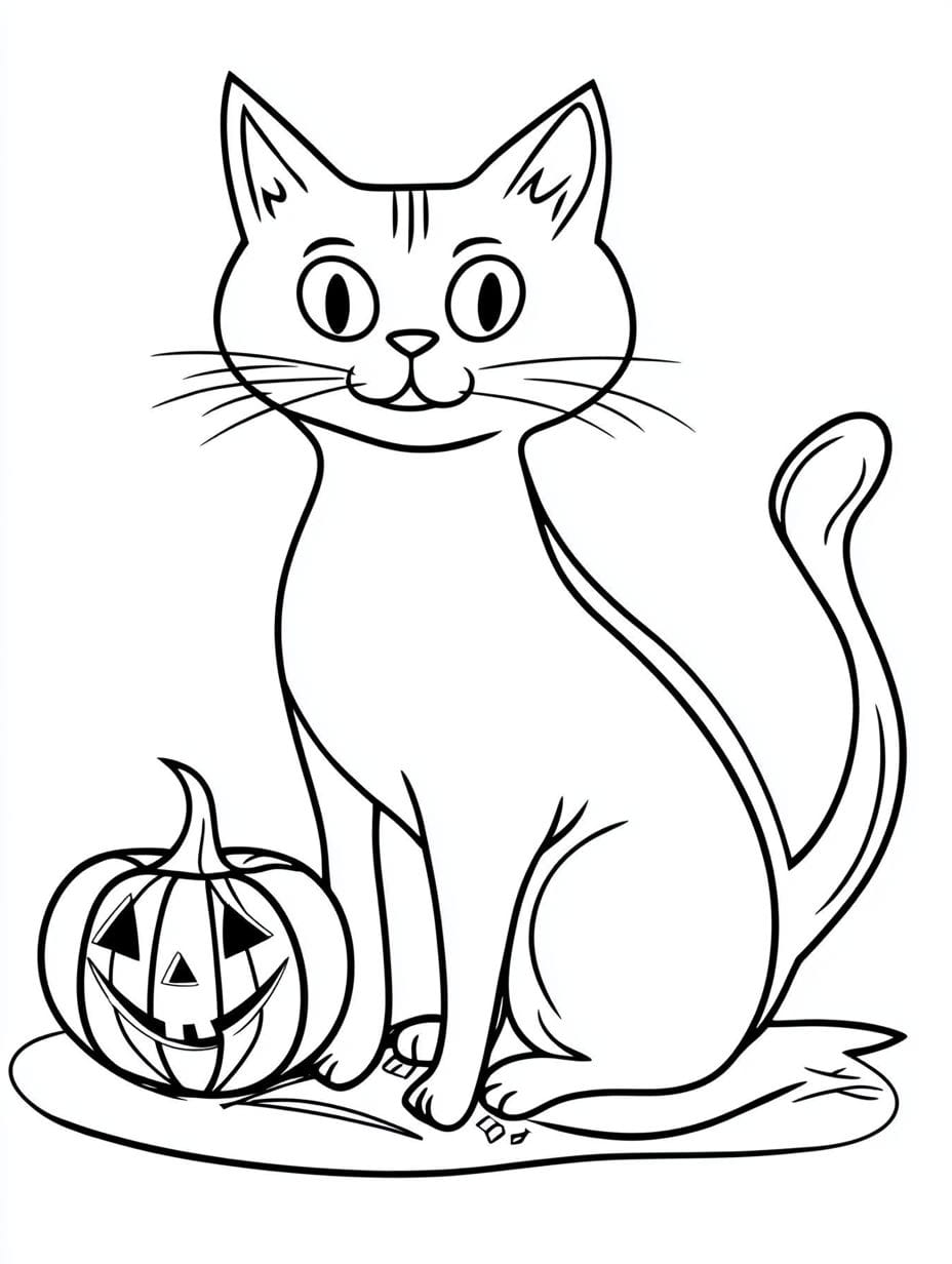 Halloween Cat Singing Coloring Pages