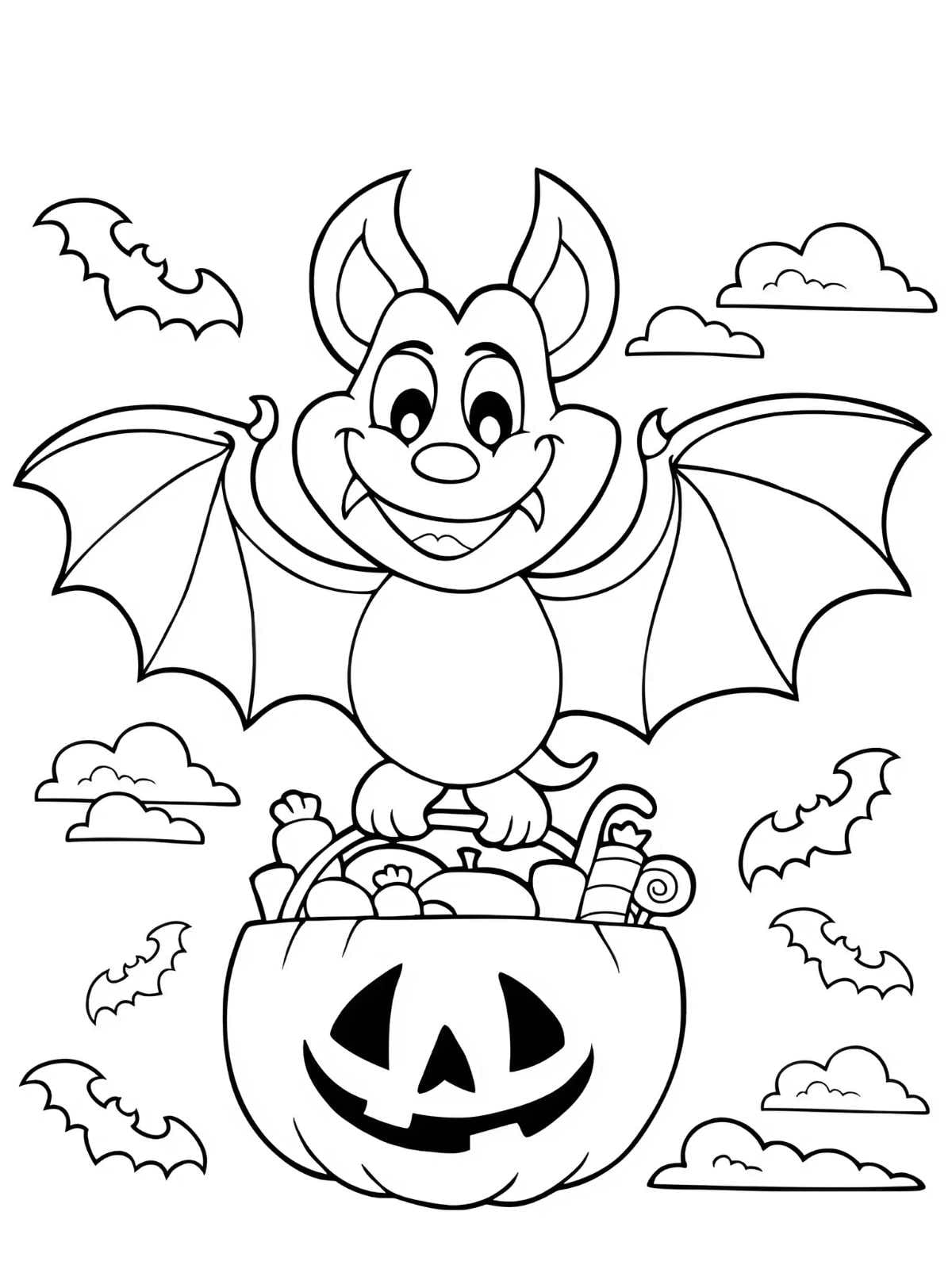 Halloween Trick Or Treat Pumpkin Coloring Pages