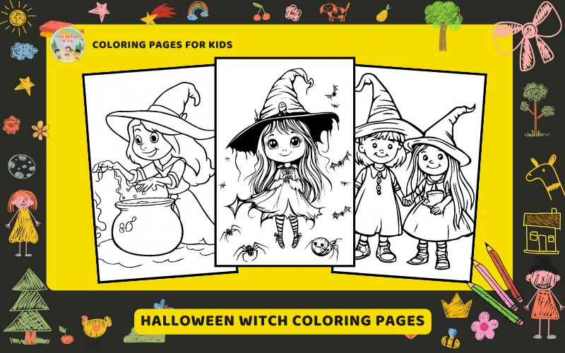 Halloween Witch Coloring Pages Featured Image