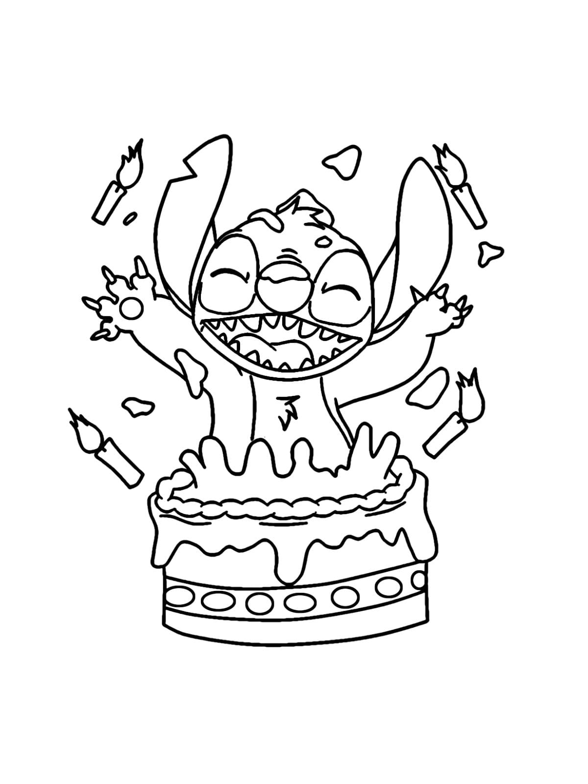 Happy Birthaday Stitch Coloring Pages