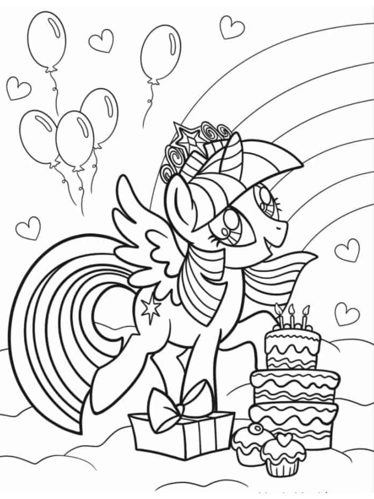 Happy Birthday Twilight Sparkle Coloring Sheet