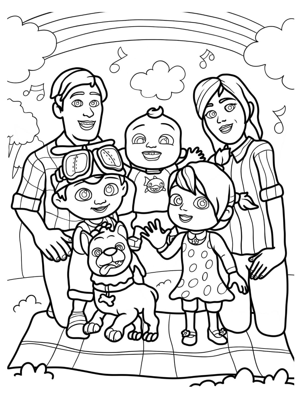 Happy Family Cocomelon Coloring Pages