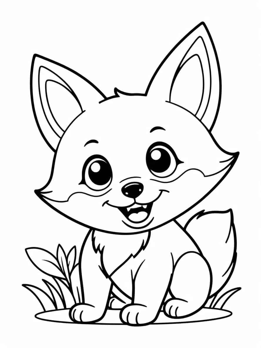 Happy Fox Coloring Pages