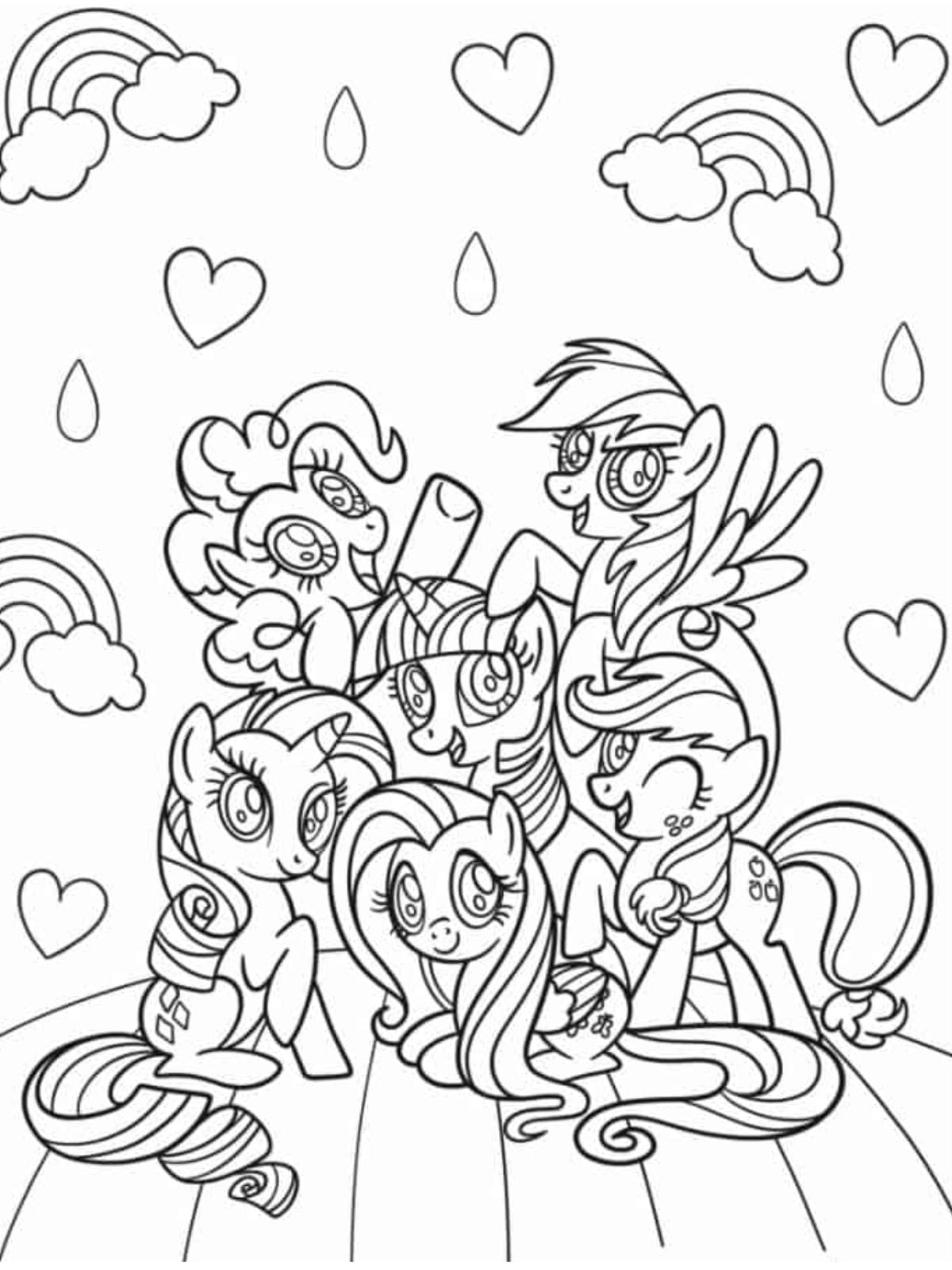 Happy My Little Pony Friends Coloring Page